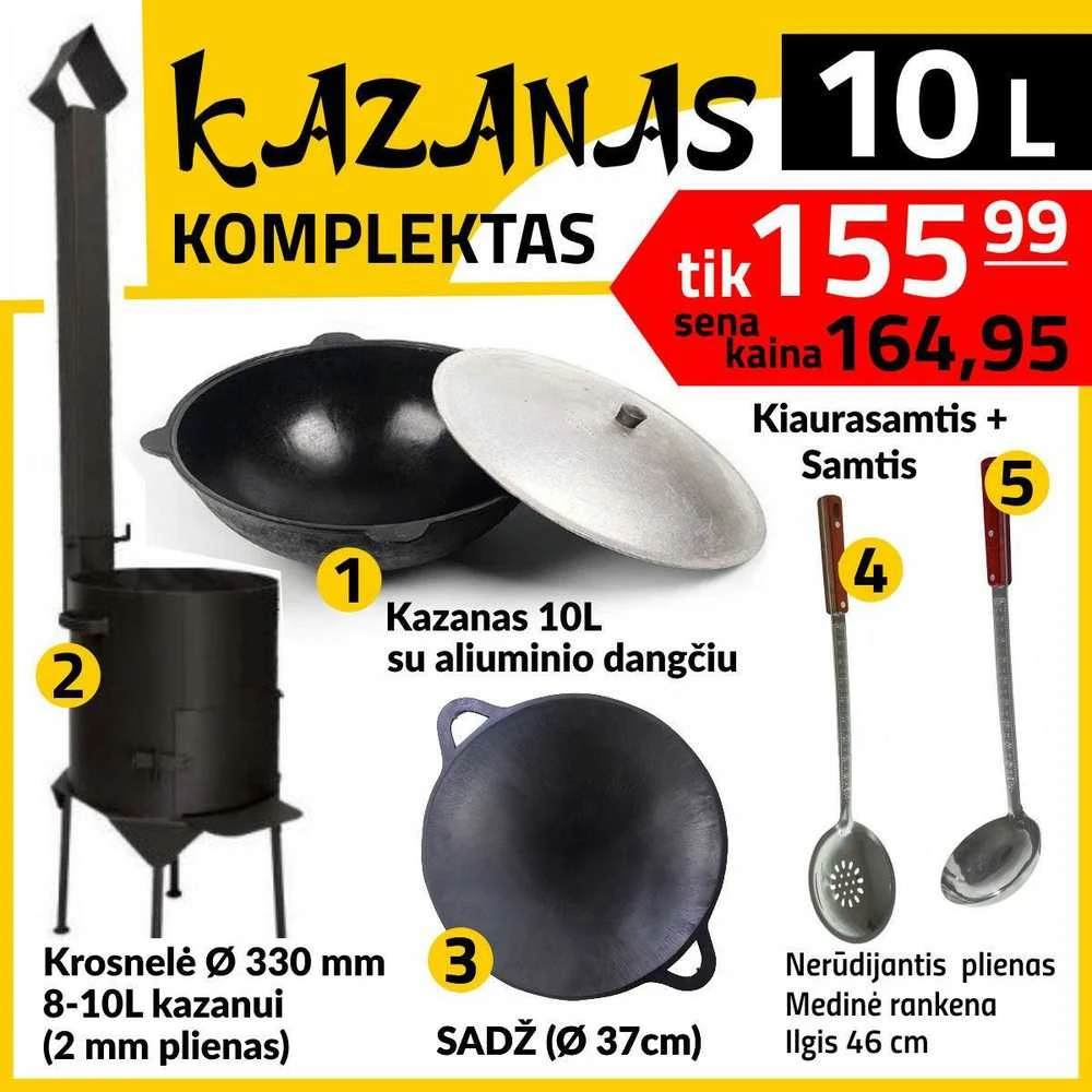 Rištan Krosnelė kazanui 8-10L Komplektas: Kazanas 10L - Leganas - Samtis - Kiaurasamtis