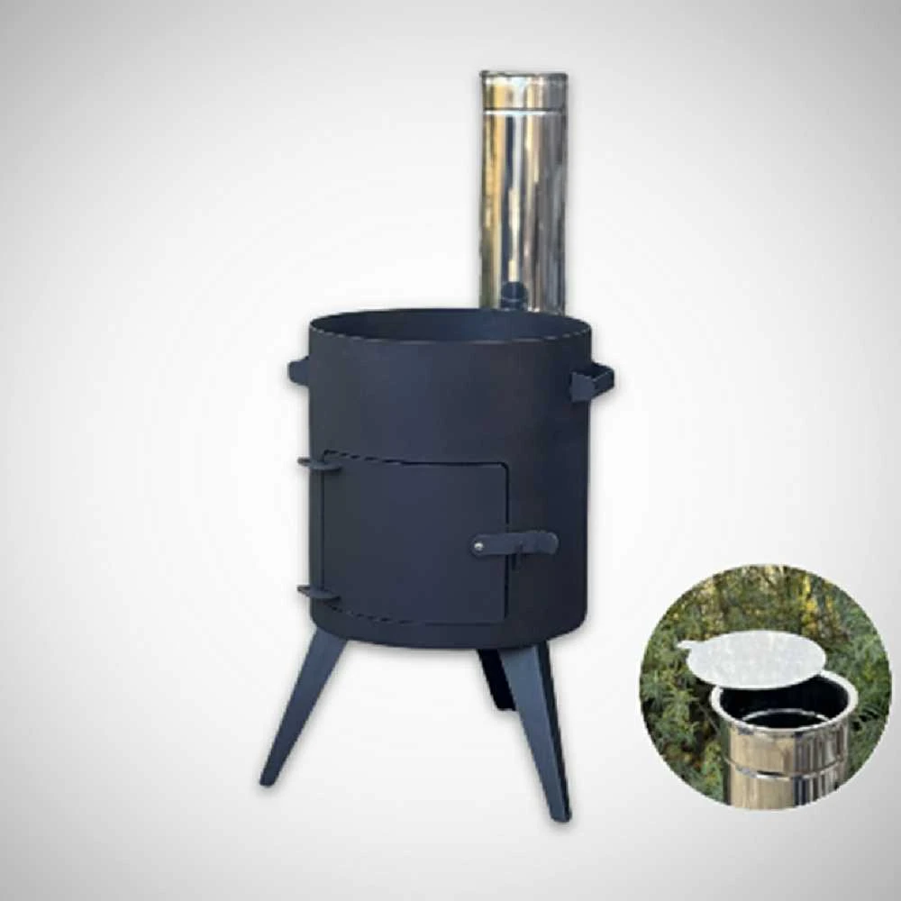 Kazan Mangal Krosnelė kazanui 8-10L / skersmuo 36cm / plienas 3mm (su kaminu)