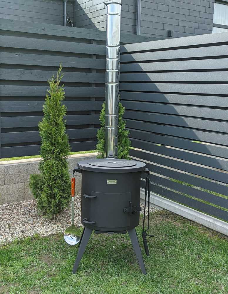 Kazan Mangal Krosnelė Premium su lentynomis 12-16L kazanui / skersmuo 40cm / plienas 3mm