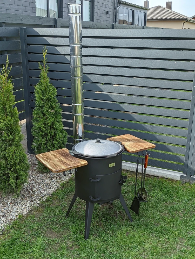 Kazan Mangal Krosnelė su lentynomis 22L kazanui / skersmuo 50cm / plienas 3mm