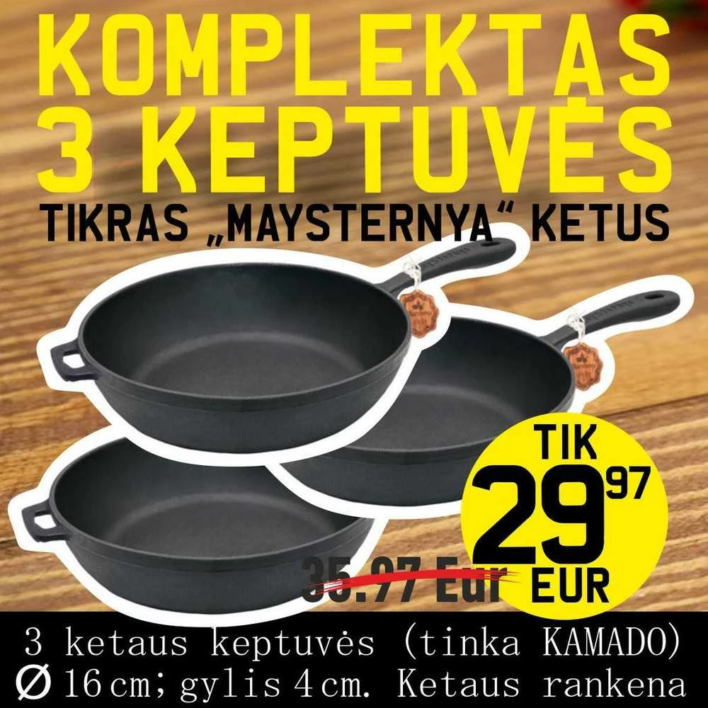 Ketaus keptuvės „Maysternya“ T201 (3 vnt. komplektas)