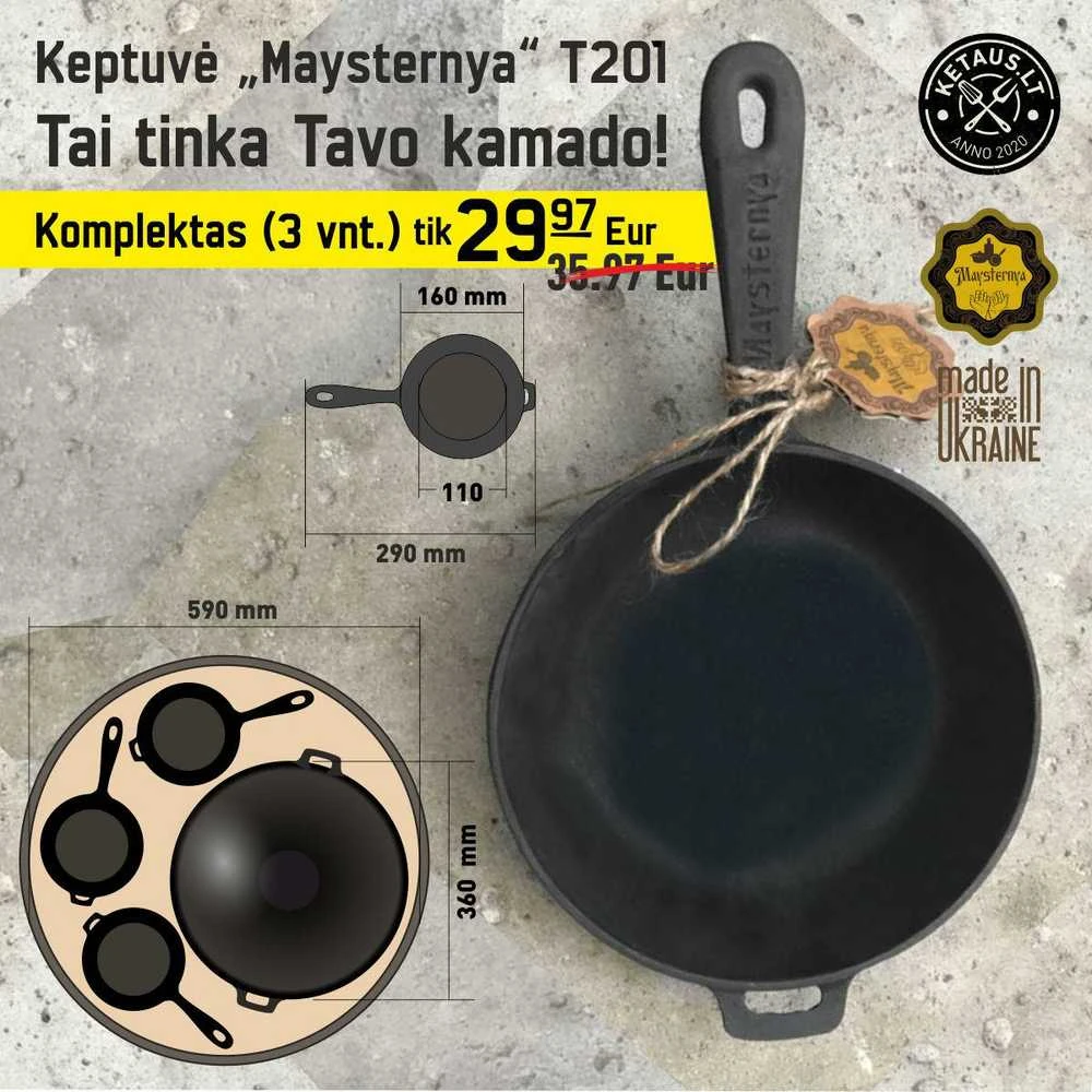Ketaus keptuvės „Maysternya“ T201 (3 vnt. komplektas)