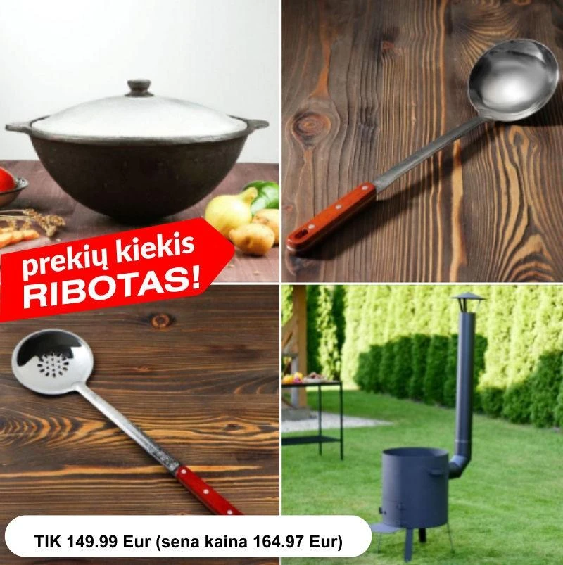Komplektas: Krosnelė kazanui 12L / Namangan kazanas 12L / Kiaurasamtis ir samtis 46 cm Kazan Mangal