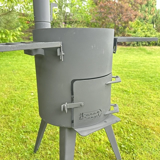 Krosnelė kazanui 16-22L / skersmuo 46cm / plienas 3mm / Kazan Mangal (Neridujančio plieno kaminas)