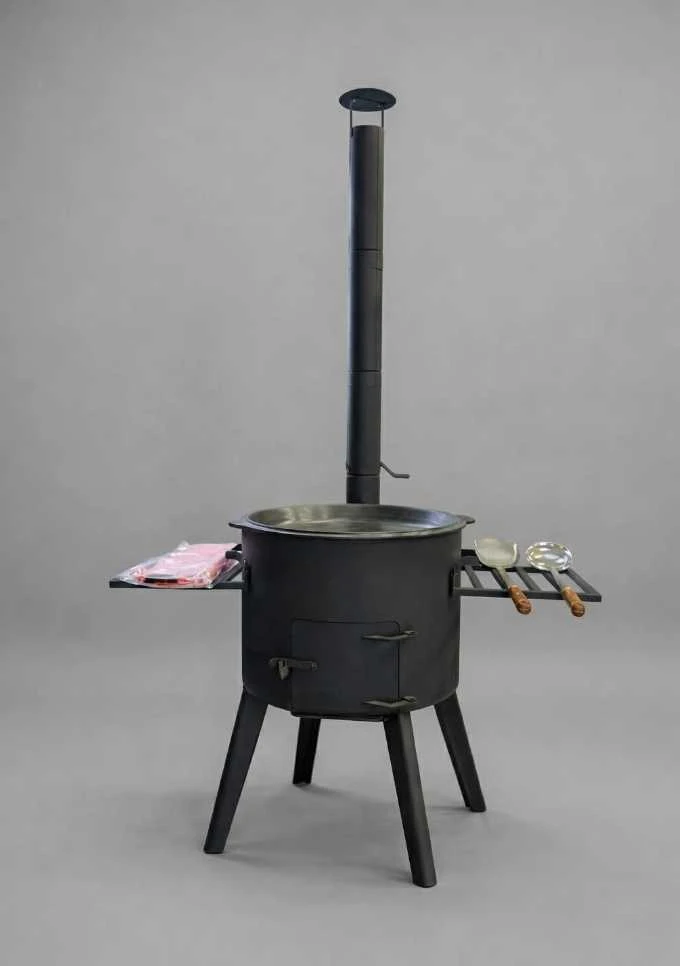 Kazan Mangal Krosnelė kazanui 8-10L / skersmuo 33cm / plienas 3mm / 2 lentynos dovanų