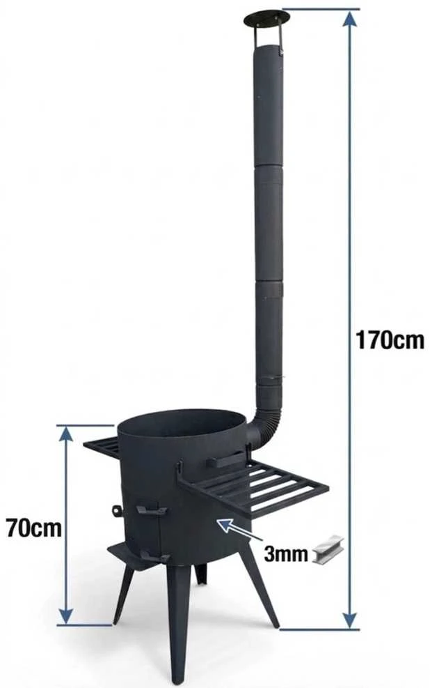 Kazan Mangal Krosnelė kazanui 8-10L / skersmuo 33cm / plienas 3mm / 2 lentynos dovanų