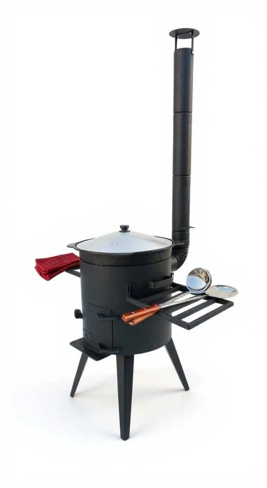 Kazan Mangal Krosnelė su lantynomis / skersmuo 40cm / plienas 3mm / 2 lentynos dovanų