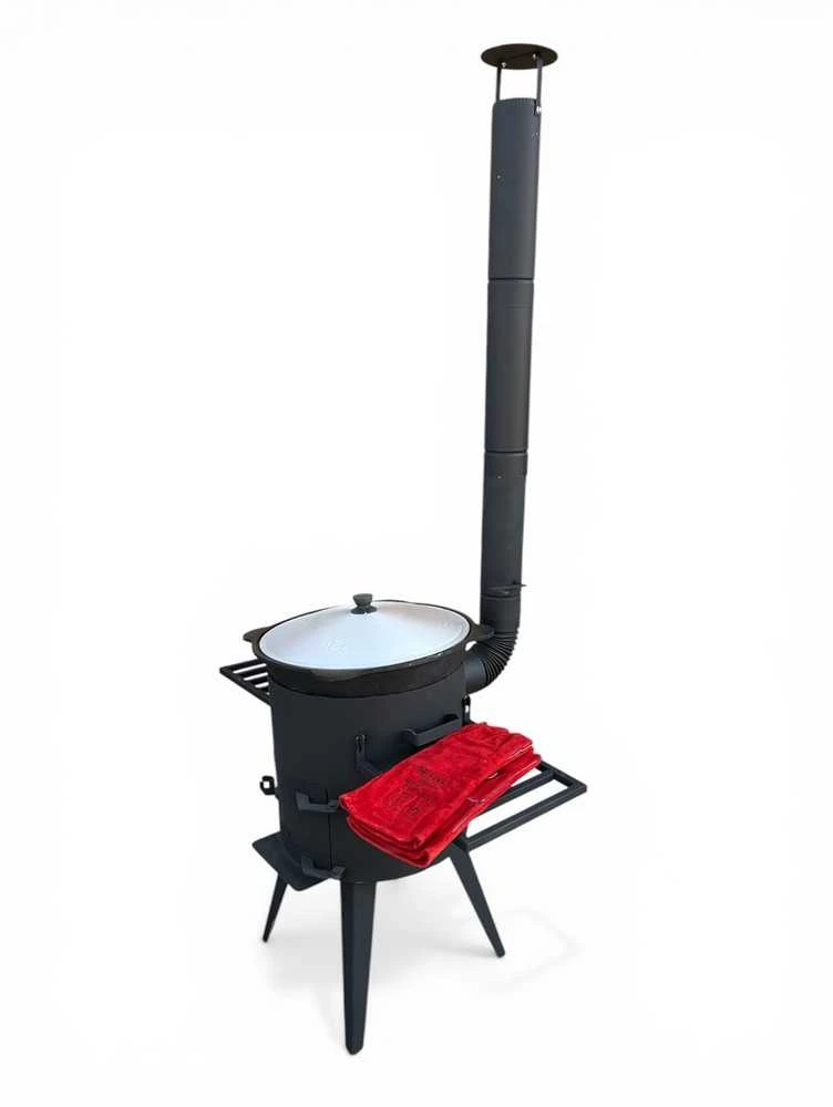 Kazan Mangal Krosnelė su lantynomis / skersmuo 40cm / plienas 3mm / 2 lentynos dovanų