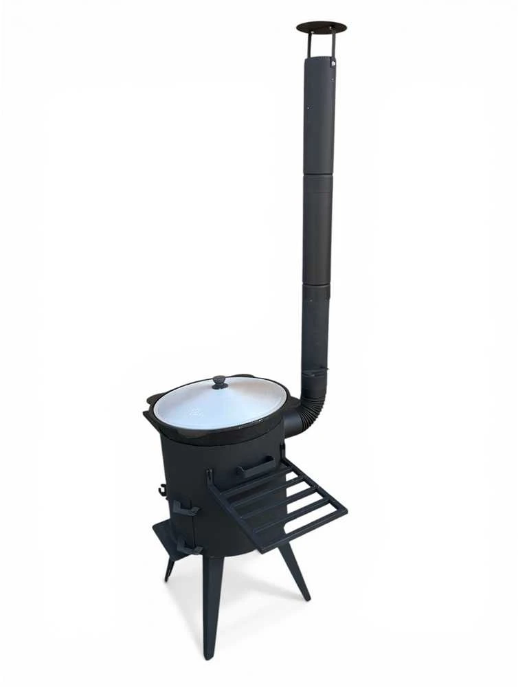 Kazan Mangal Krosnelė su lantynomis / skersmuo 40cm / plienas 3mm / 2 lentynos dovanų