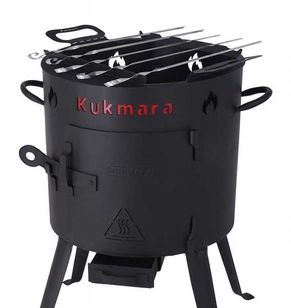 Kukmara Komplektas: Kazanas 12L (Namangan), krosnelė kazanui, kiaurasamtis, iešmų laikiklis, iešmai, prieskonių rinkinys