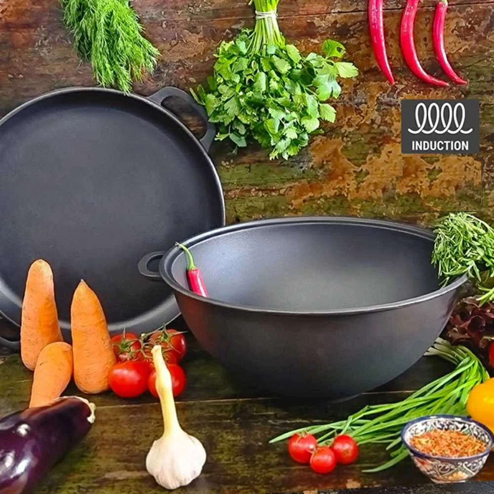Maysternya KAZANAS WOK 18 l su ketaus dangčiu keptuvė
