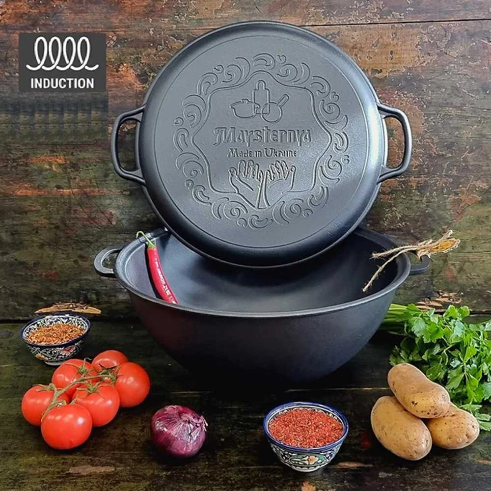 Maysternya KAZANAS WOK 18 l su ketaus dangčiu keptuvė