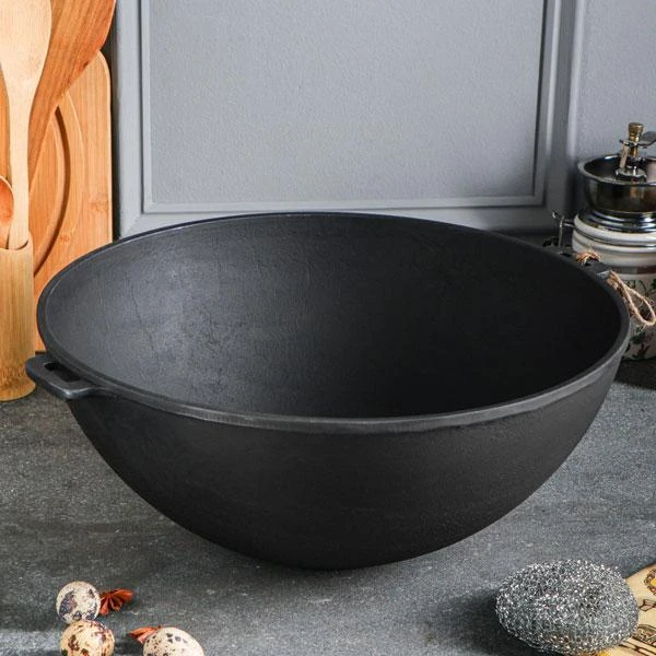 Maysternya Ketaus KAZANAS WOK 8L su ketaus dangčiu keptuvė | T405CP
