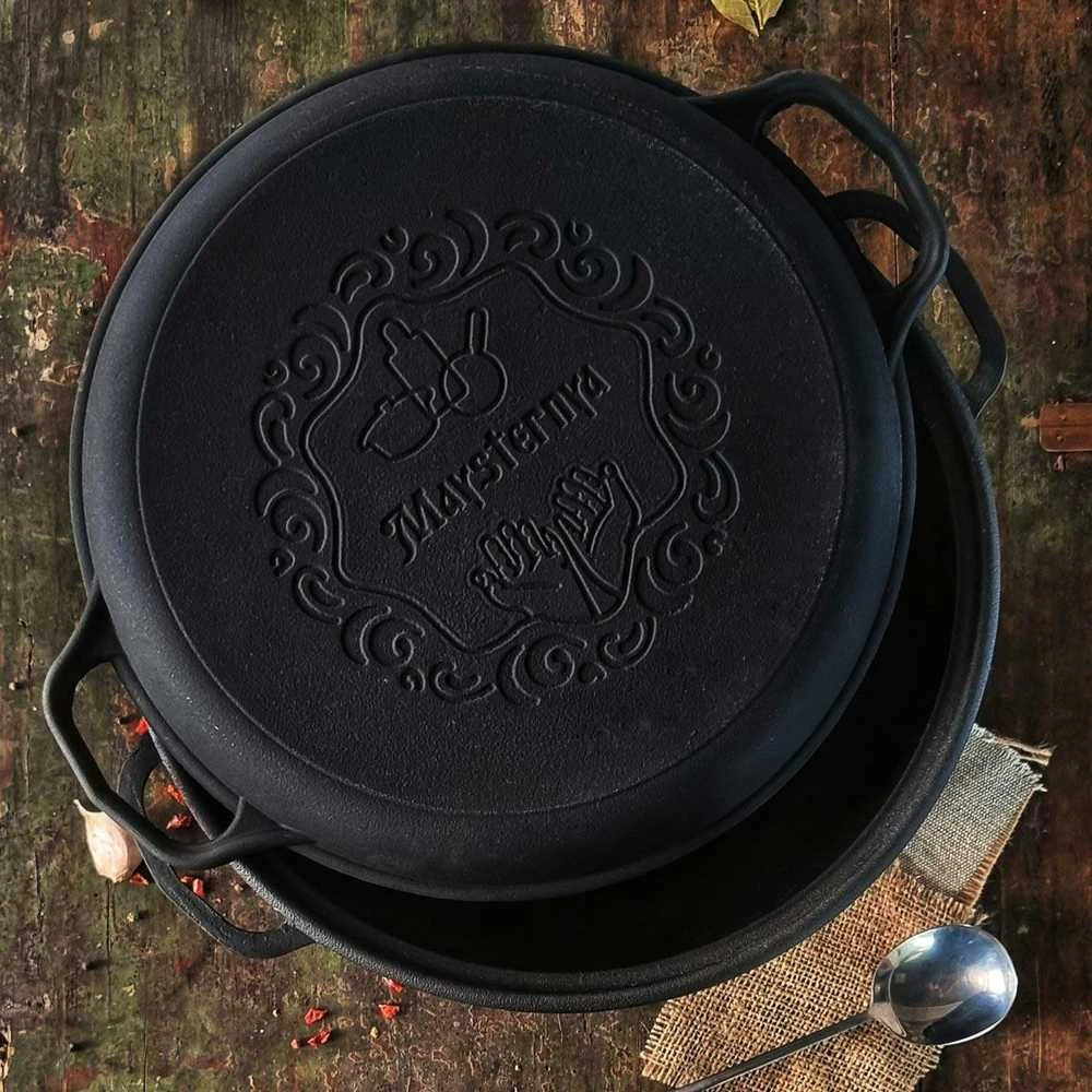 Maysternya Ketaus KAZANAS WOK 8L su ketaus dangčiu keptuvė | T405CP