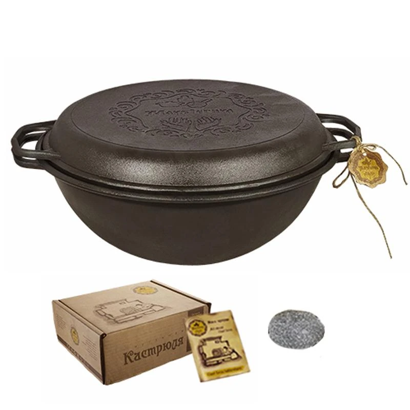 Maysternya Ketaus KAZANAS WOK 8L su ketaus dangčiu keptuvė | T405CP