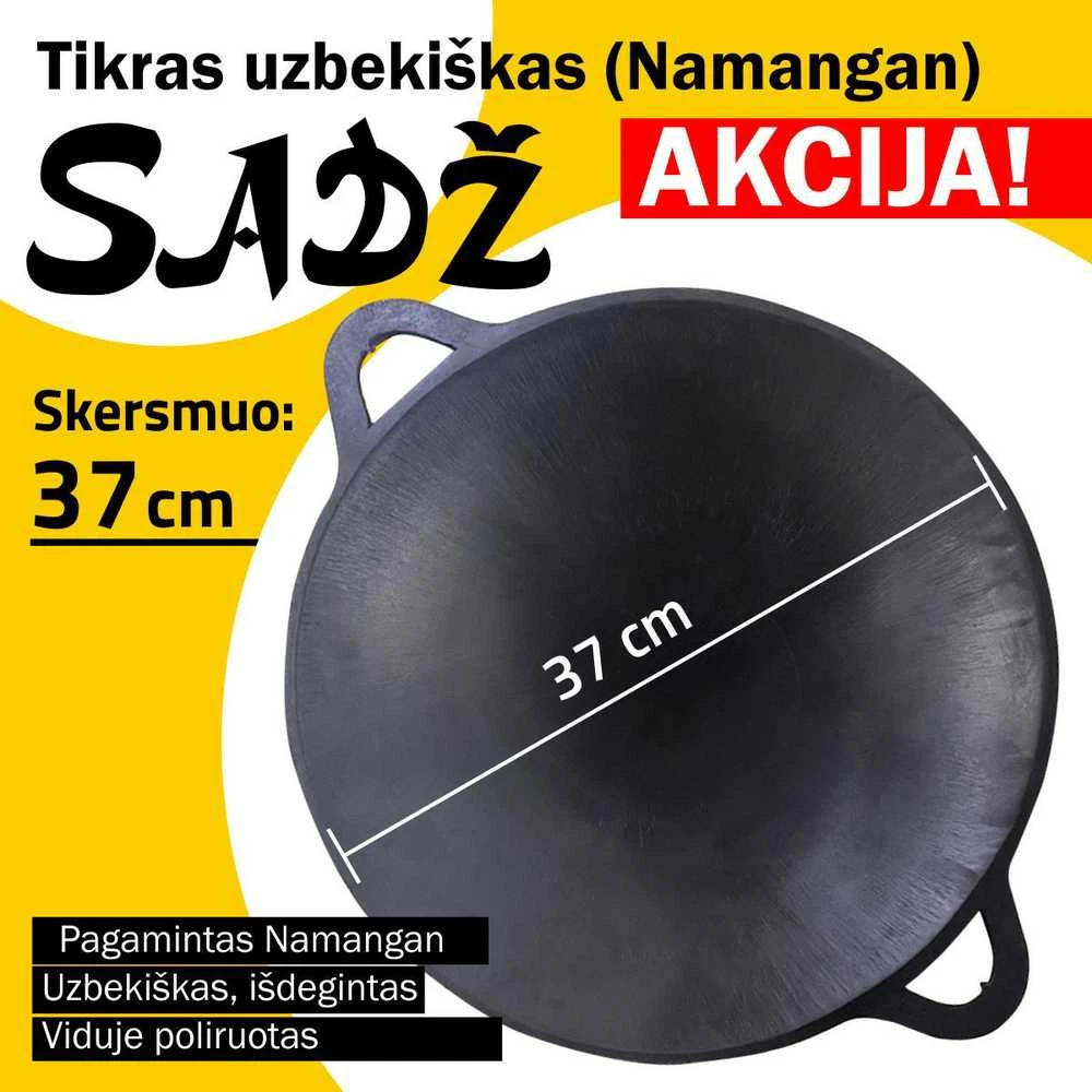 Namangan Užbekiška šlifuota keptuvė (Sadž) 37cm plokščias dugnas iš išorės