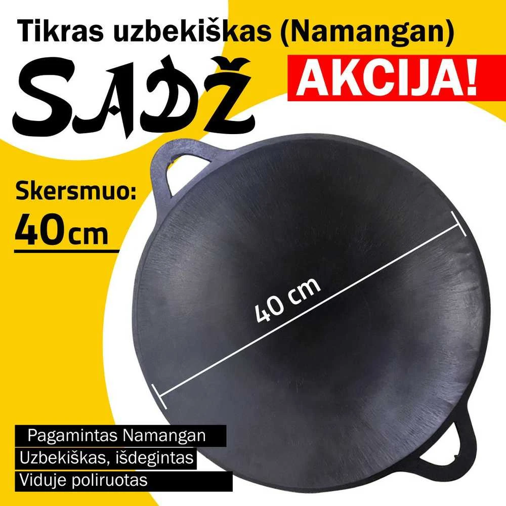Namangan Užbekiška šlifuota keptuvė (Sadž) 40cm plokščias dugnas iš išorės