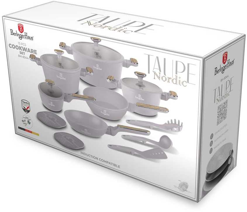 Puodų komplektas (15 dalių) Berlinger Haus Taupe Nordic Collection | BH-8344