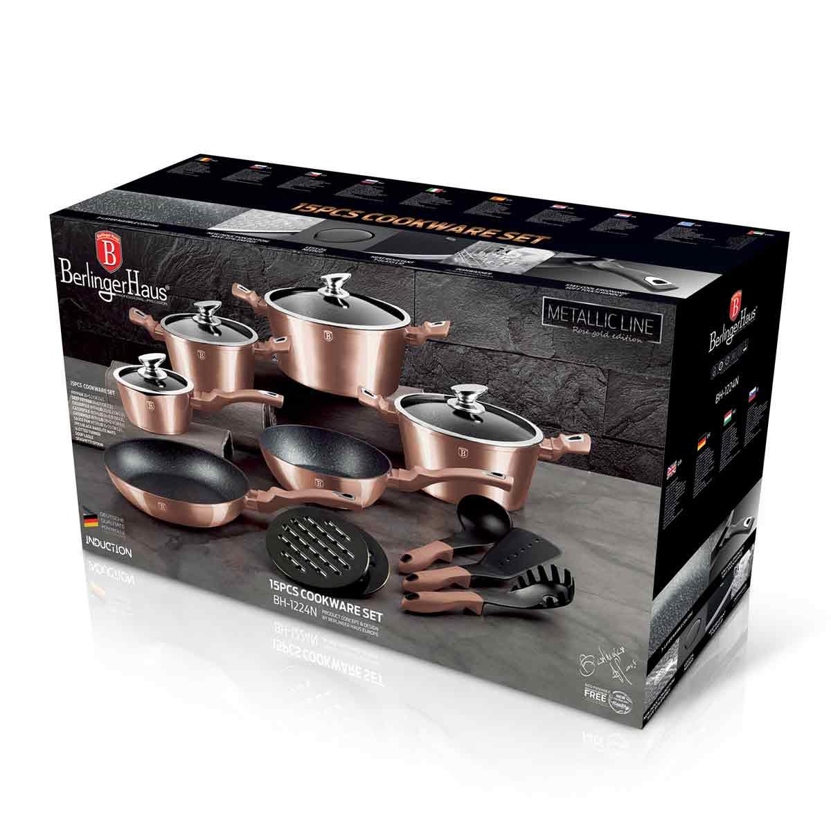 Puodų komplektas (15 dalių) Berlinger Haus BH/1224N Rose Gold