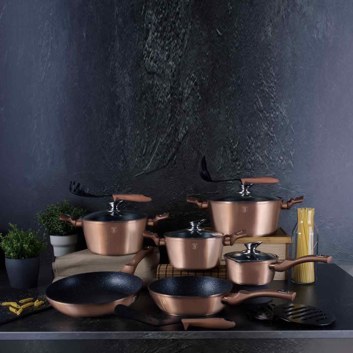 Puodų komplektas (15 dalių) Berlinger Haus BH/1224N Rose Gold