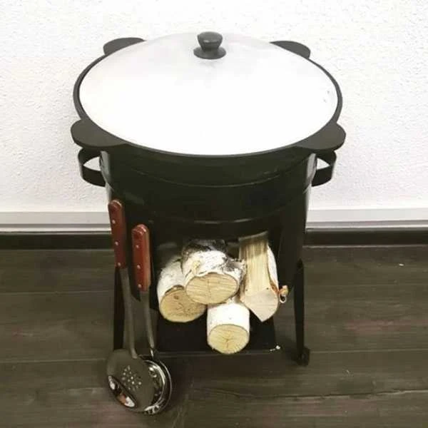 Rištan Uzbekiškas poliruotas kazanas 16l +Ketaus dangtis-keptuvė +Leganas + kiaurasamtis