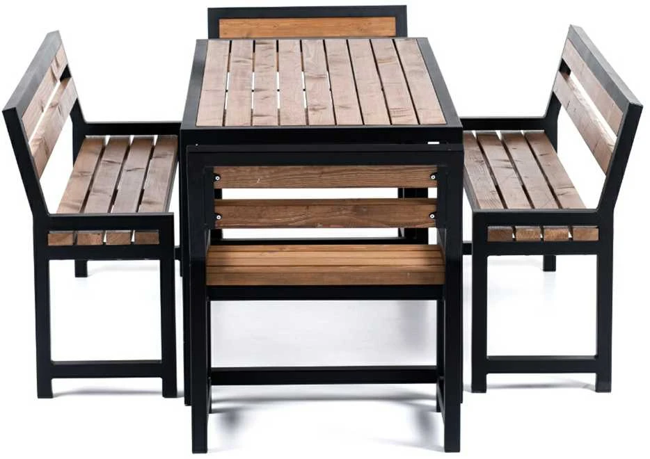 Sodo baldų komplektas «Garden 4 Comfort», 148x76x75 cm, stalas + 2 suoliukai su atlošu