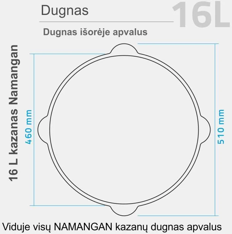 Užbekiškas kazanas 16 L (Namangan) apvalus dugnas (su pažeista pakuote) (Pažeista pakuotė)