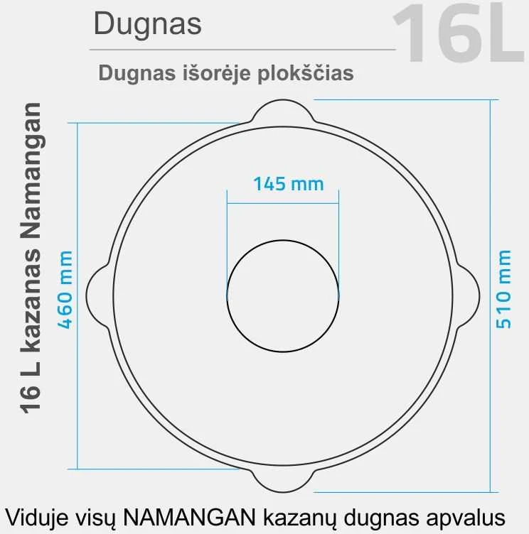 Užbekiškas kazanas 16 L (Namangan) plokščias dugnas (su pažeista pakuote) (Pažeista pakuotė)