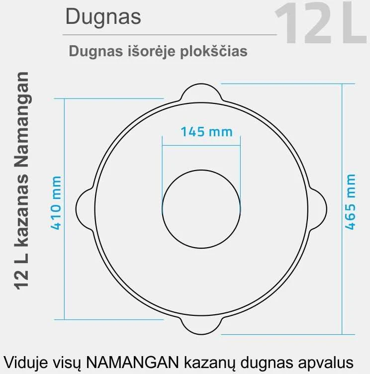 Užbekiškas poliruotas kazanas 12L (Namangan) plokščias dugnas su DOVANA — kiaurasamčiu! (Kopija)