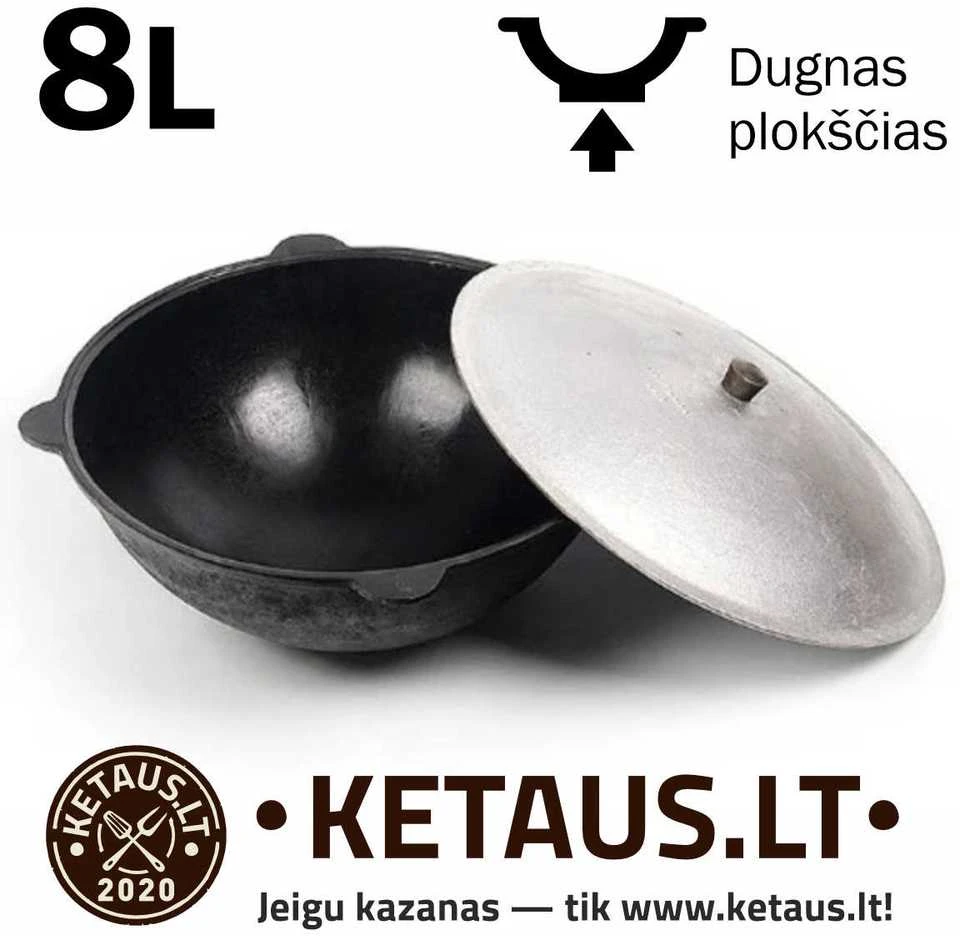 Uzbekiškas poliruotas kazanas 8l | plokščias dugnas (Namangan)