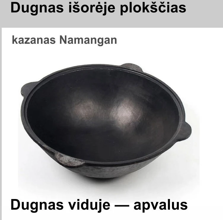 Užbekiškas poliruotas kazanas (Namangan) 3.5L | plokščias dugnas | su dangčiu-keptuvė. DOVANA - Aliuminio dangtis!!!