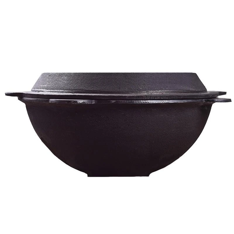Užbekiškas poliruotas kazanas (Namangan) 3.5L | plokščias dugnas | su dangčiu-keptuvė DKP3