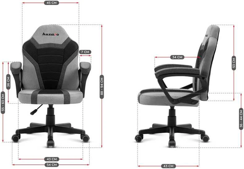 Žaidimų kėdė vaikams Huzaro Ranger 1.0, Juodos/Pilkos spalvos