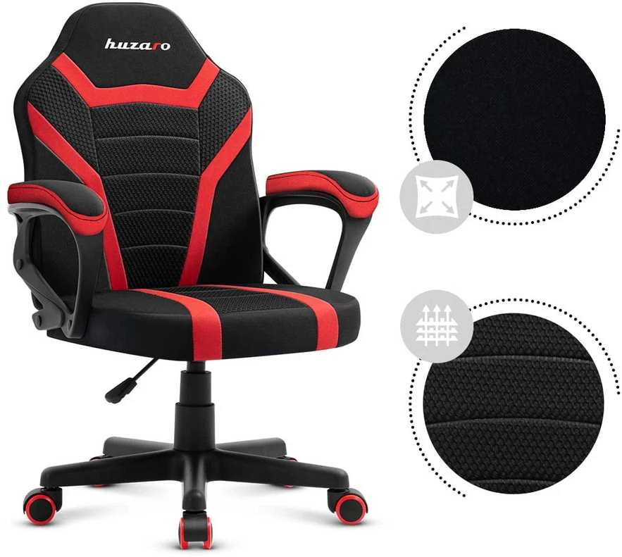 Žaidimų kėdė vaikams Huzaro Ranger 1.0, Juodos/Raudonos spalvos