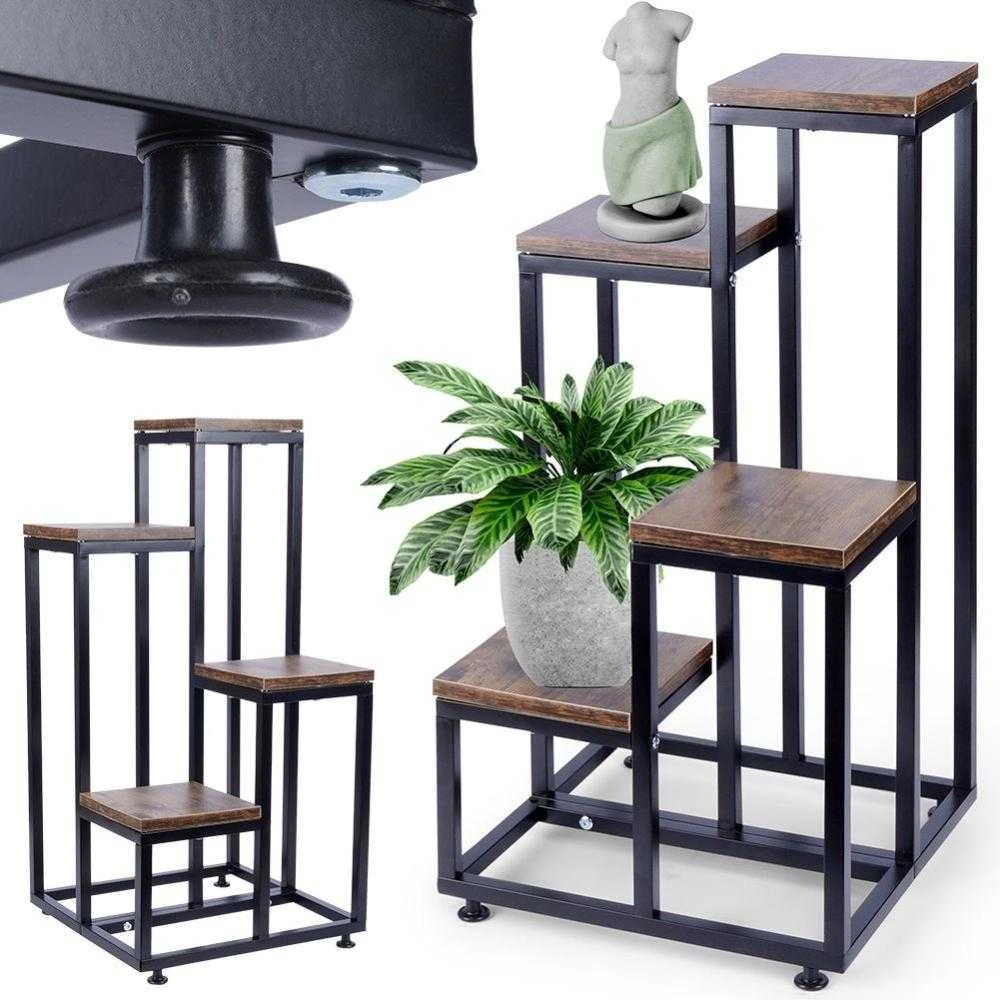Vilde 4 pakopų metalinis gėlių stovas 69 cm