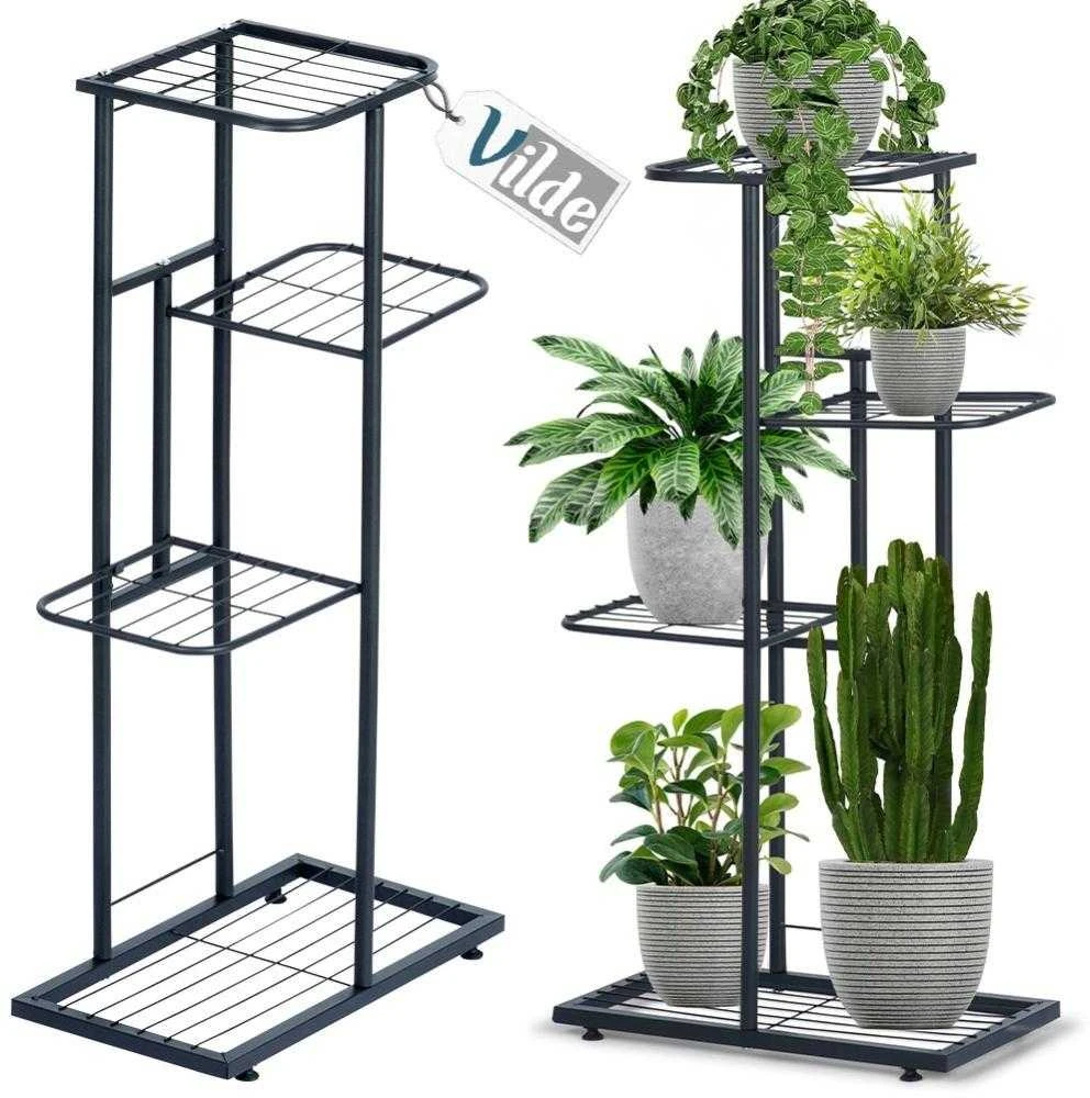 Vilde Juoda metalinis gėlių stovas 4 pakopų 80 cm