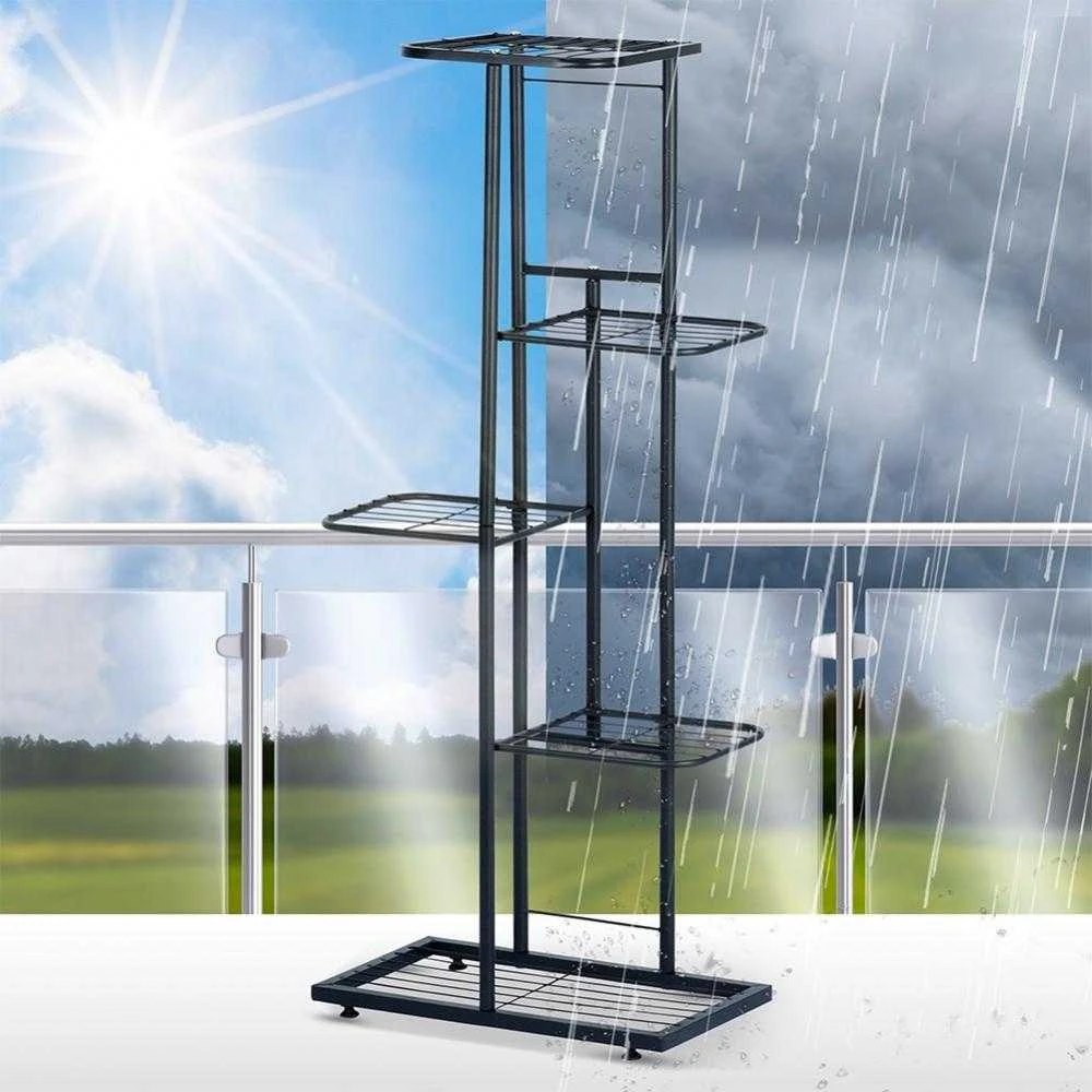 Vilde Juoda metalinis gėlių stovas 5 pakopų 96 cm