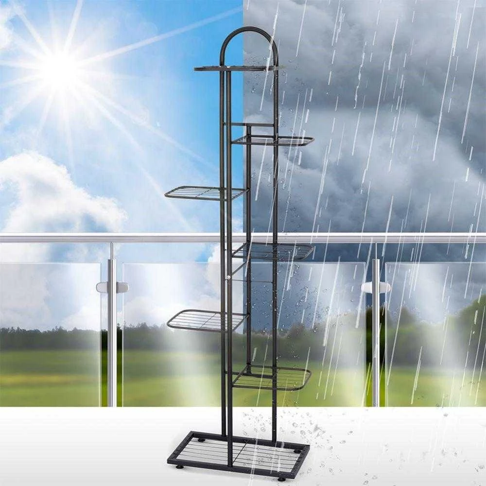 Vilde Juoda metalinis gėlių stovas 7 pakopų 138 cm