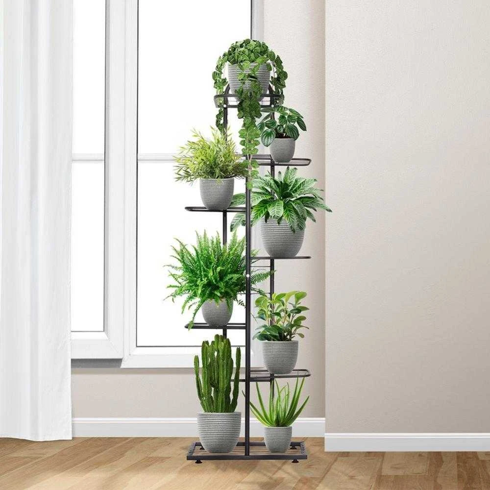 Vilde Juoda metalinis gėlių stovas 7 pakopų 138 cm
