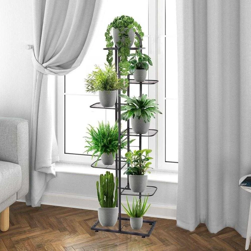 Vilde Juoda metalinis gėlių stovas 7 pakopų 138 cm