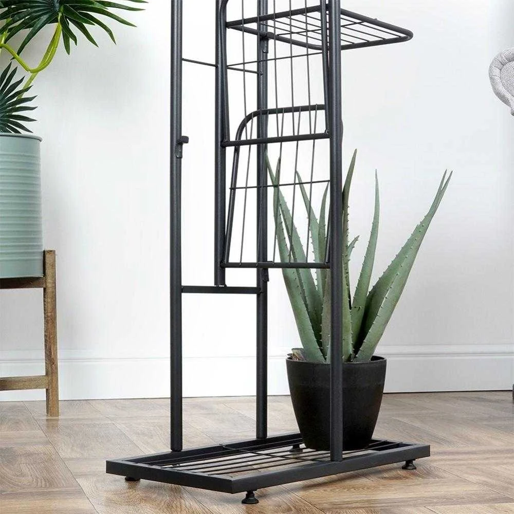 Vilde Juoda 8 pakopų metalinis gėlių stovas 142cm