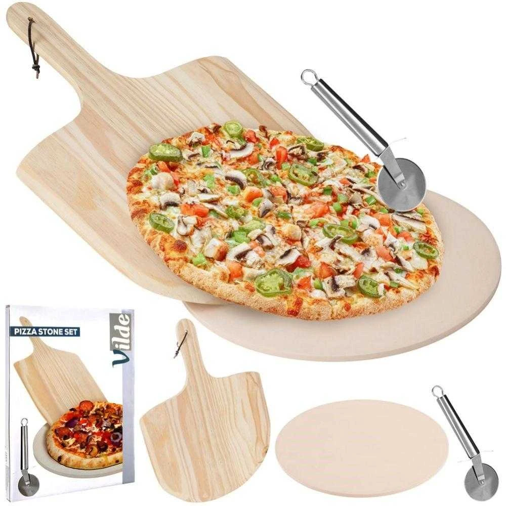 Excellent Houseware Vilde Picos kepimo akmuo ugniai atsparus su ližė ir peiliu (3 dalių rinkinys)