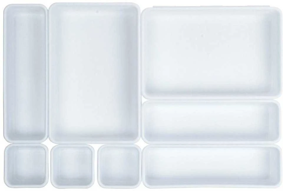 Storage Solutions Vilde Rašomojo stalo stalčių organizatorius baltas modulinis 8 vnt.