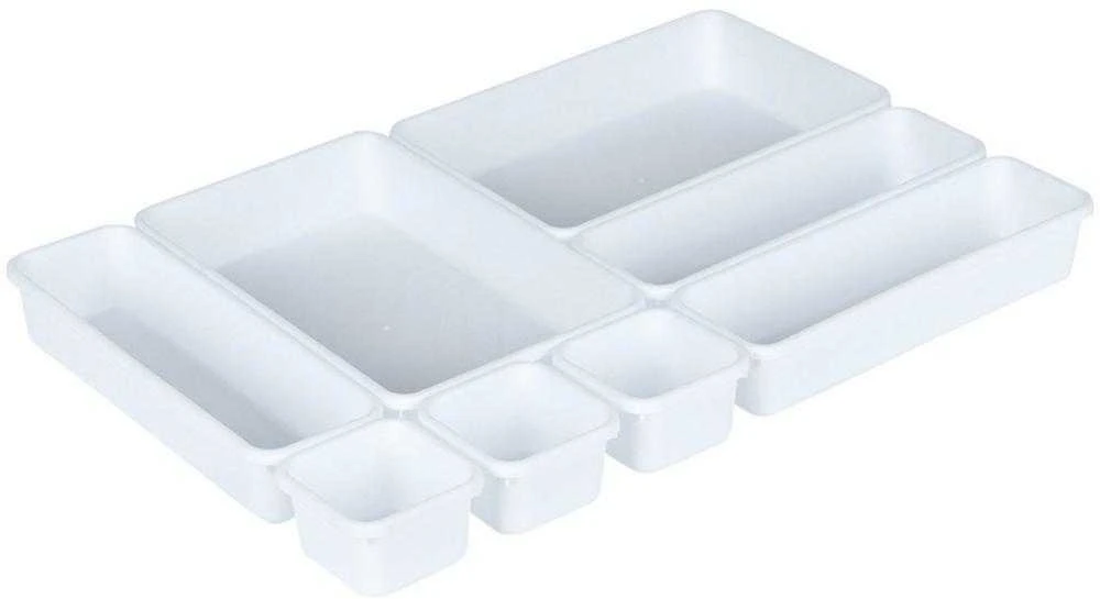 Storage Solutions Vilde Rašomojo stalo stalčių organizatorius baltas modulinis 8 vnt.