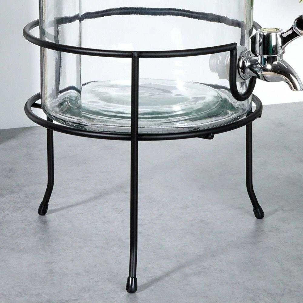 Vilde stiklainio stovas su metaliniu čiaupu, juodas, 20 cm
