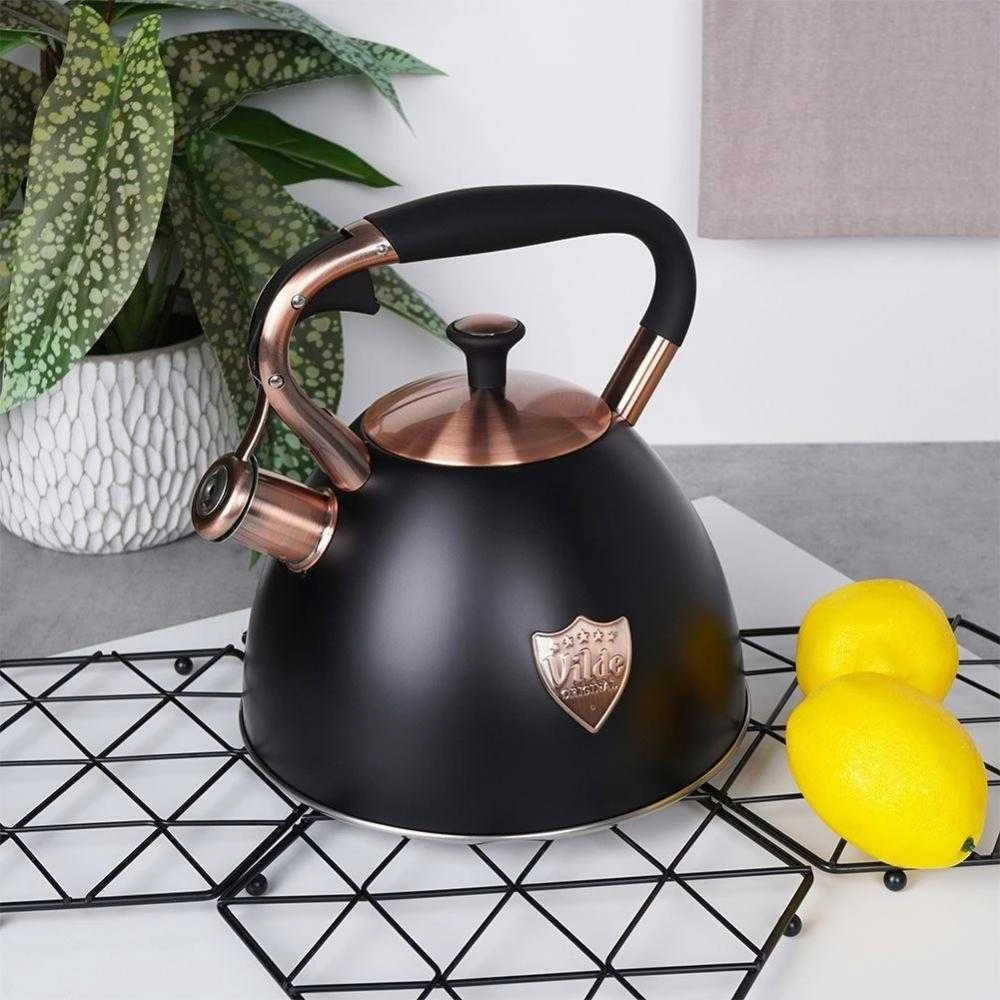 Vilde Švilpiantis virdulys, plieno, juodas, 3 l