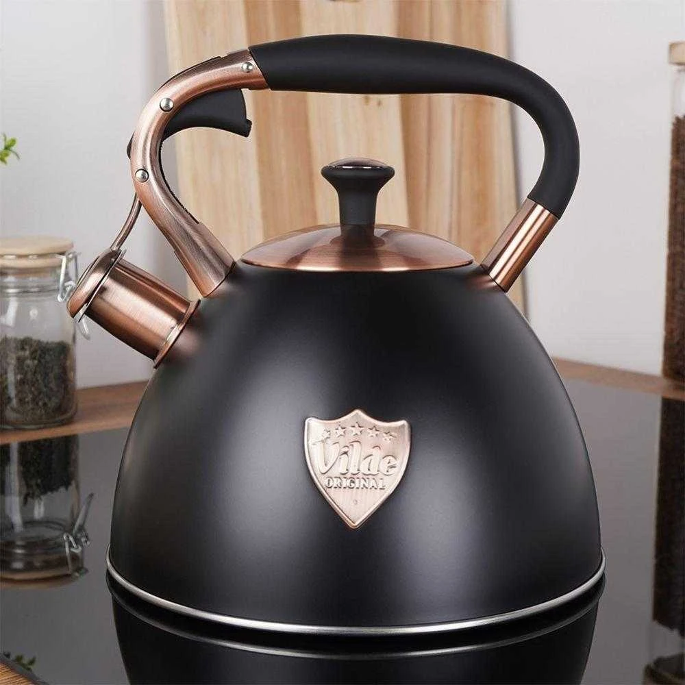 Vilde Švilpiantis virdulys, plieno, juodas, 3 l