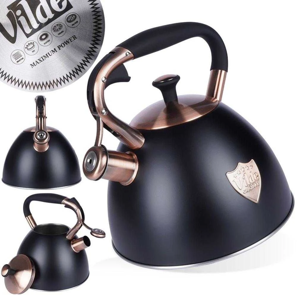Vilde Švilpiantis virdulys, plieno, juodas, 3 l