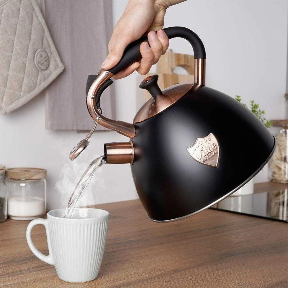 Vilde Švilpiantis virdulys, plieno, juodas, 3 l