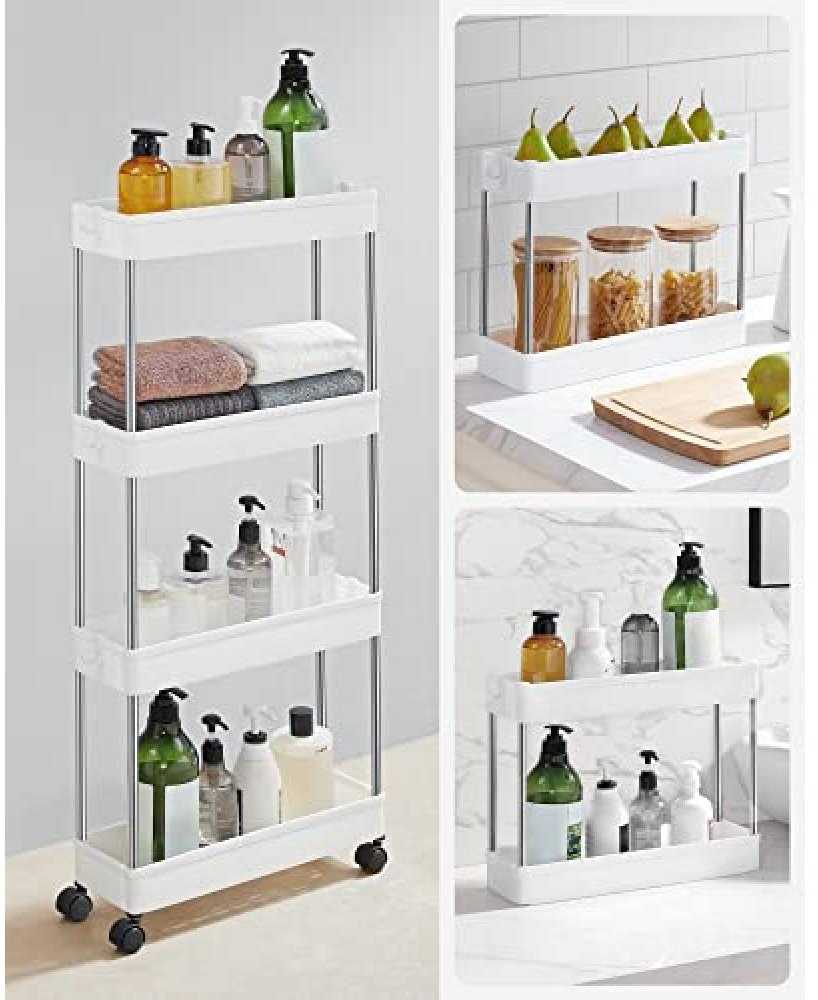 Top Lentyna ant ratukų Songmics KSC08WT, voniai ir virtuvei, balta, 40x14x86 cm